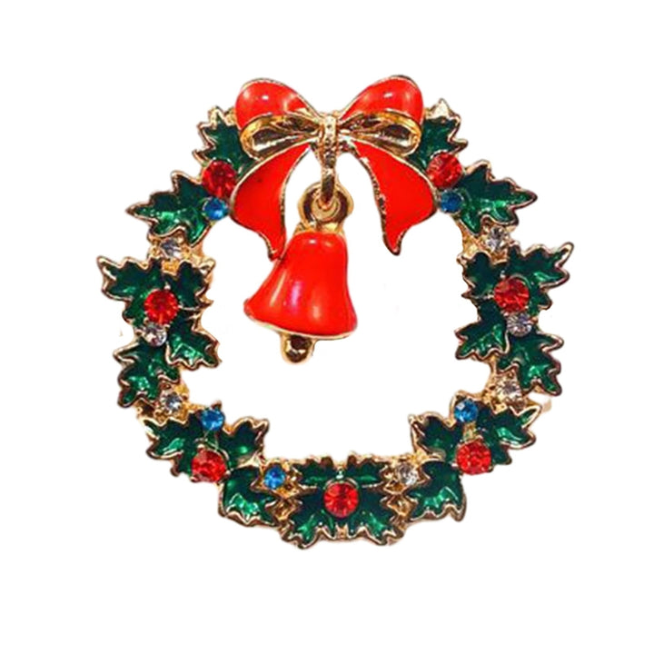 Christmas Brooch Rhinestone Festive Clothes Pin Image 4