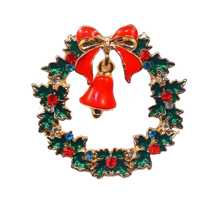 Christmas Brooch Rhinestone Festive Clothes Pin Image 1