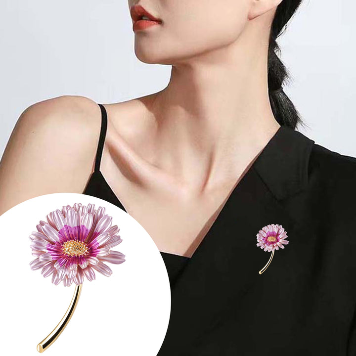 Sunflower Brooch Realistic Flower Shape Good Detail Decorative Exquisite Stainless Anti-rust Smooth Women Coat Collar Image 4