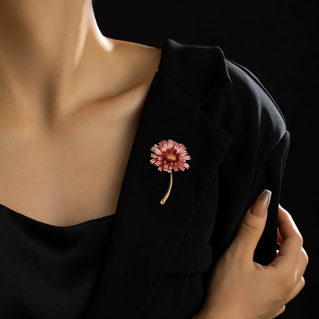 Sunflower Brooch Realistic Flower Shape Good Detail Decorative Exquisite Stainless Anti-rust Smooth Women Coat Collar Image 6