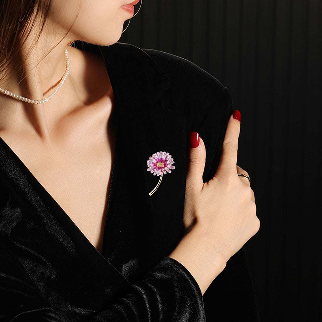 Sunflower Brooch Realistic Flower Shape Good Detail Decorative Exquisite Stainless Anti-rust Smooth Women Coat Collar Image 7