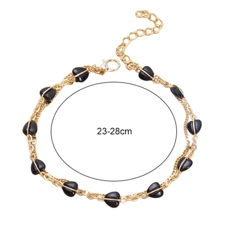 Women Anklet Two Layers Heart Chain Electroplating Adjustable Anklet Fashion Jewelry Image 6