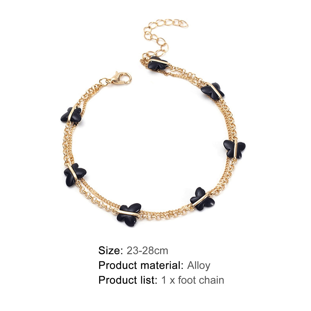 Women Anklet Two Layers Heart Chain Electroplating Adjustable Anklet Fashion Jewelry Image 10