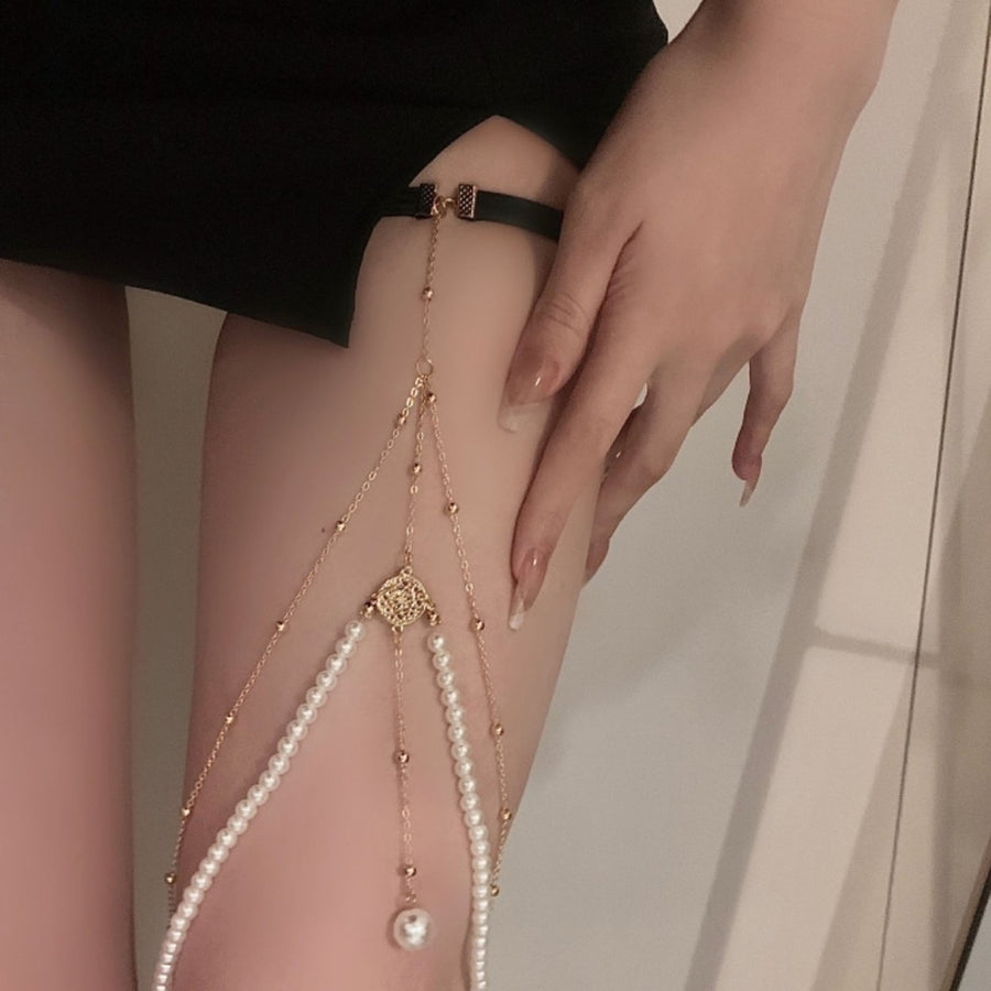 Thigh Chain Multi-layer Elegant Simple Sexy High Gloss Jewelry Accessories Hypoallergenic Imitation Pearl Summer Beach Image 1