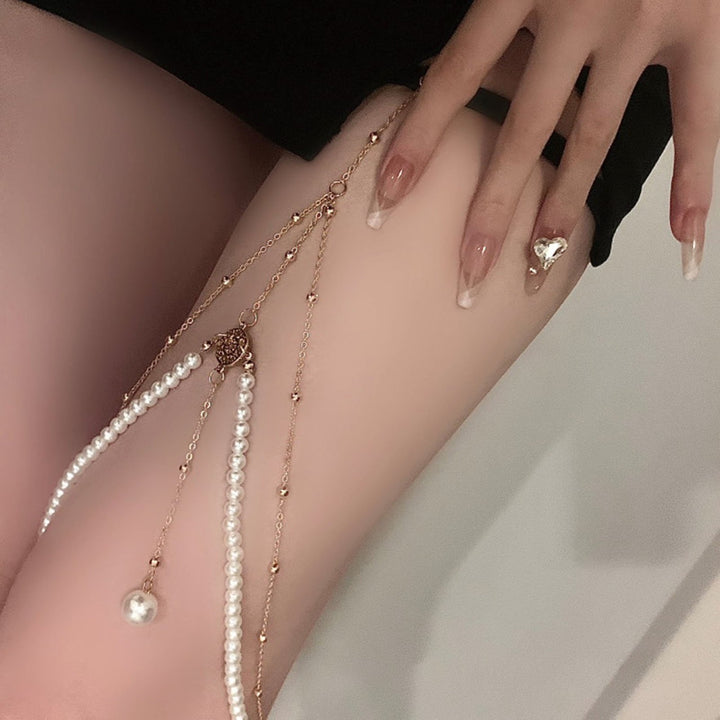 Thigh Chain Multi-layer Elegant Simple Sexy High Gloss Jewelry Accessories Hypoallergenic Imitation Pearl Summer Beach Image 3