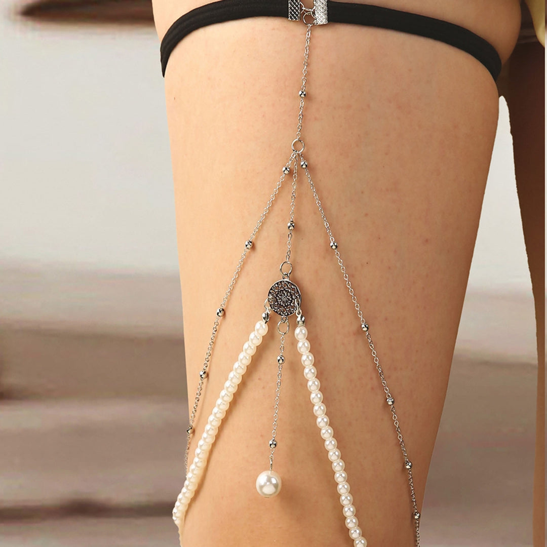 Thigh Chain Multi-layer Elegant Simple Sexy High Gloss Jewelry Accessories Hypoallergenic Imitation Pearl Summer Beach Image 7