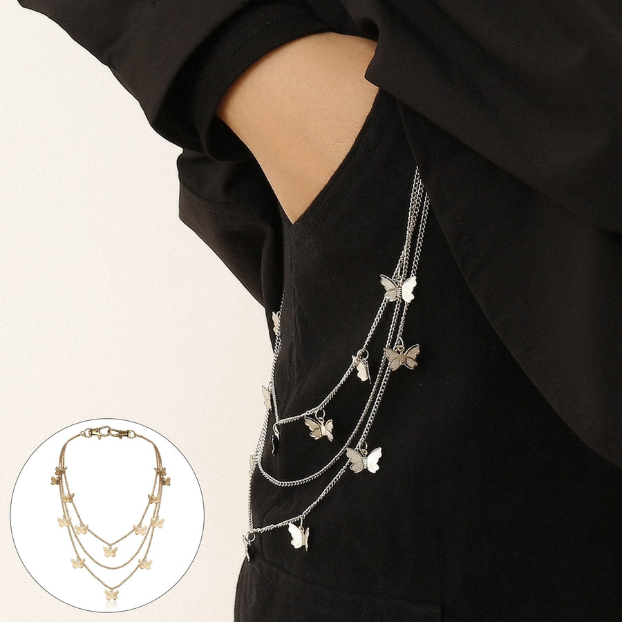 Waist Chain Multilayer Butterfly Pendant Women Three Layers Tassels Pants Chain Jewelry Gifts Image 1