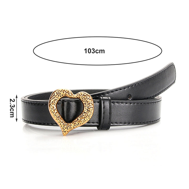 Heart Buckle Belt Easy to Use Comfy Faux Leather Metal Heart Buckle Waistband for Lady Image 11