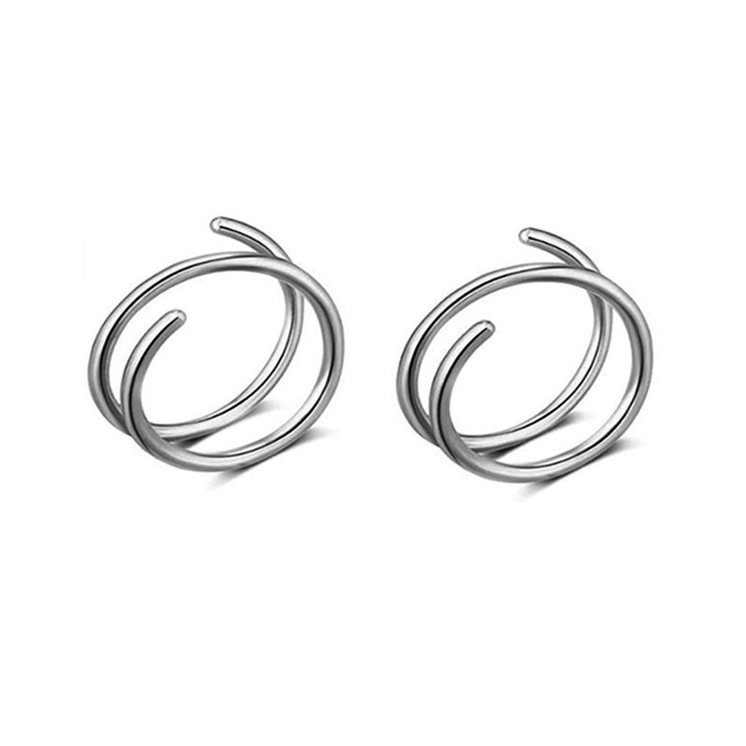 2Pcs Nose Ring Eye-catching Corrosion Resistant Stainless Steel Stylish Piercing Nose Ring Decor Women Jewelry for Image 4