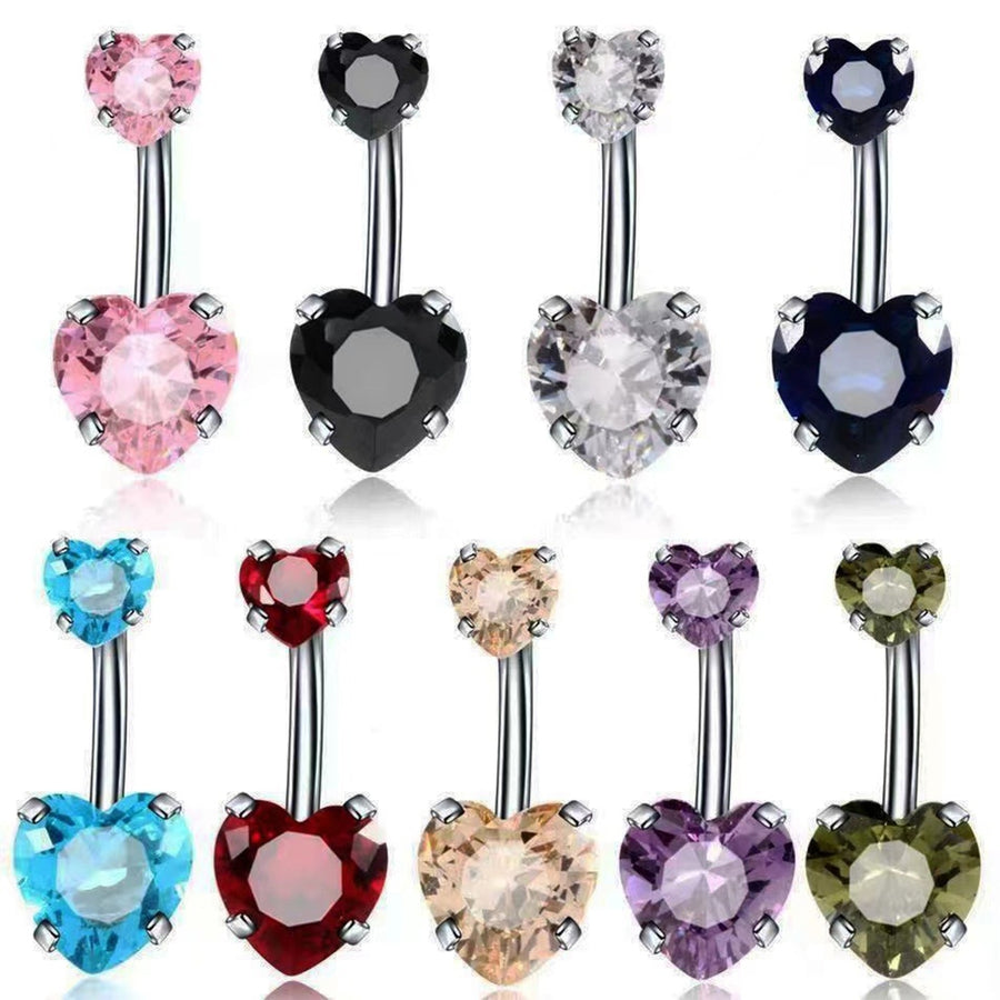 Belly Button Ring Eye-catching Corrosion Resistant Stainless Steel Heart Shaped Belly Navel Stud Piercing Jewelry for Image 1