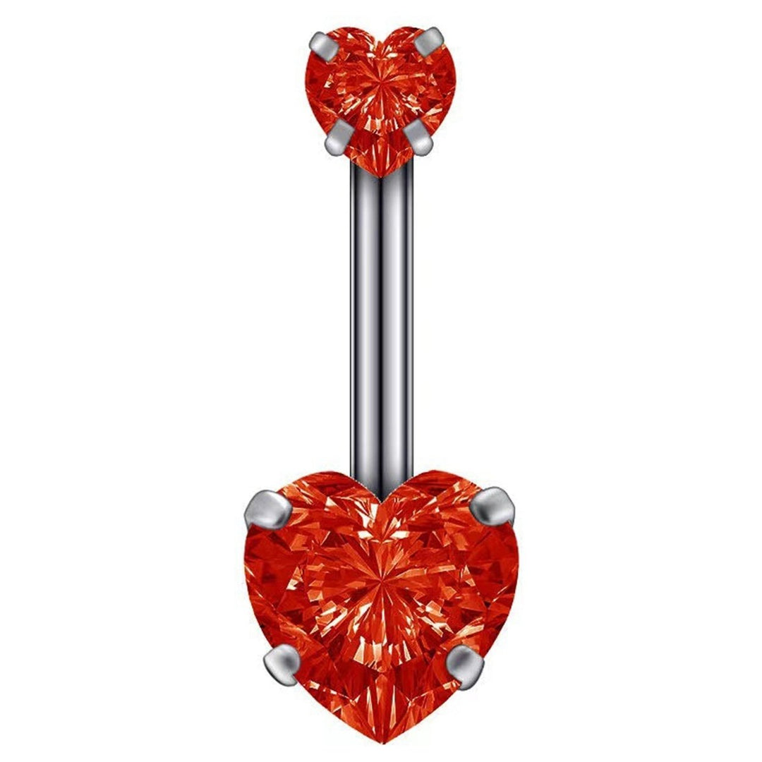 Belly Button Ring Eye-catching Corrosion Resistant Stainless Steel Heart Shaped Belly Navel Stud Piercing Jewelry for Image 1