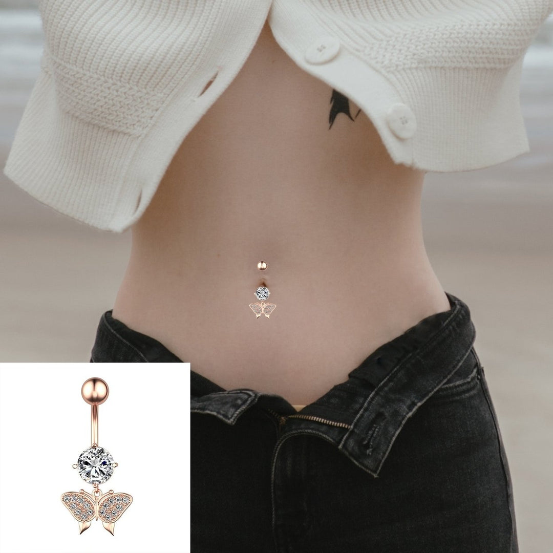 Belly Button Nail Charming Practical Bow Design High Polished Smooth Surface Piercing Navel Nail Body Jewelry Image 1