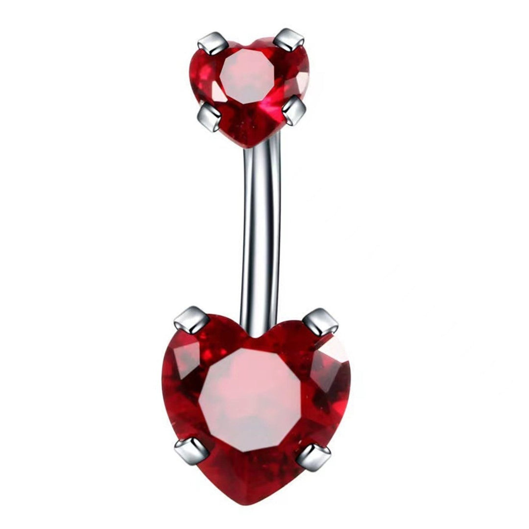 Belly Button Ring Eye-catching Corrosion Resistant Stainless Steel Heart Shaped Belly Navel Stud Piercing Jewelry for Image 1