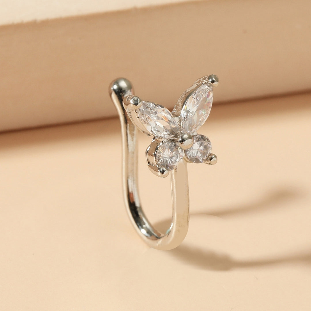 Nose Clip Non-Piercing U-shaped Sexy Retro Gift Bling Rhinestone Butterflies Fake Nose Cuff Hoop Ring Fashion Jewelry Image 9