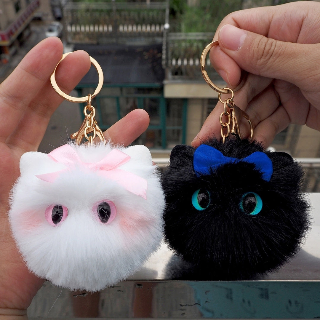 Cute Faux faux Ball Keychain Cat Soft Pompom Animal Tail Hair Ball Car Keychain Ladies Car Bag Accessories Key Ring Mom Image 1