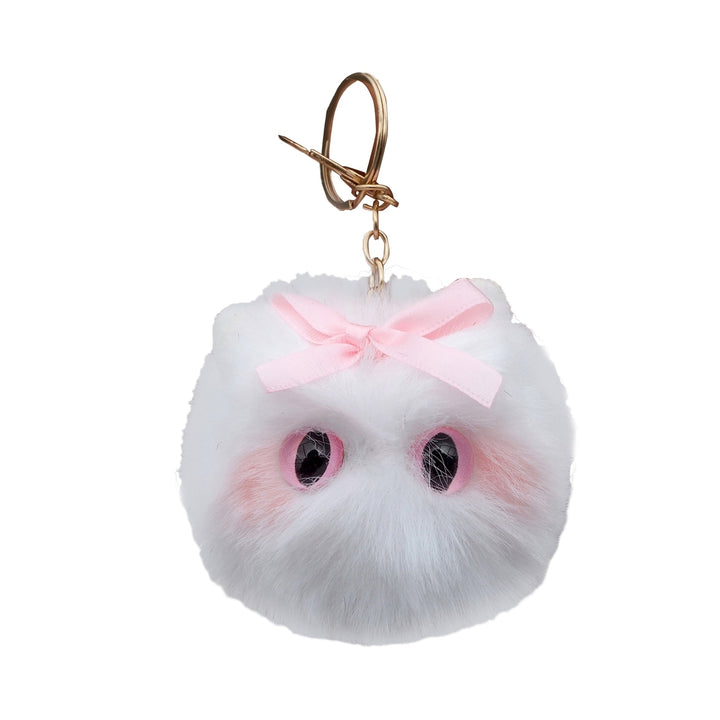 Cute Faux faux Ball Keychain Cat Soft Pompom Animal Tail Hair Ball Car Keychain Ladies Car Bag Accessories Key Ring Mom Image 3