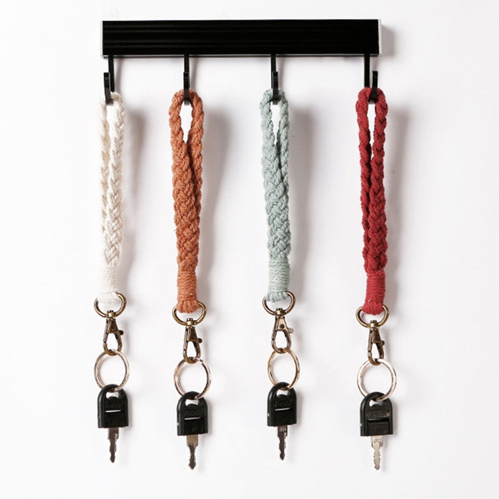 Key Fob Lanyard Handmade Knitted Pendant Non-fading Wear-resistant Ornament DIY Weaving Rope Chain Key Ring Key Image 9
