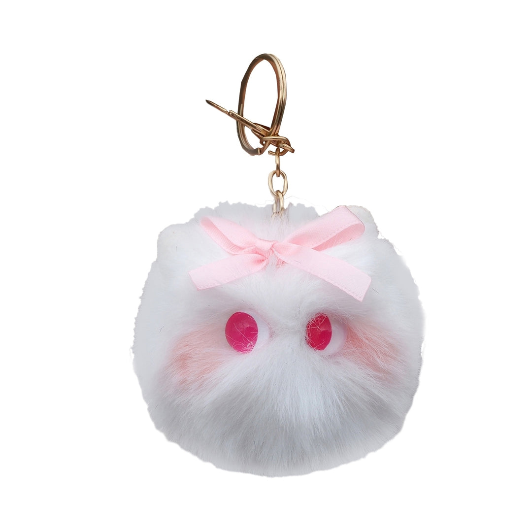 Cute Faux faux Ball Keychain Cat Soft Pompom Animal Tail Hair Ball Car Keychain Ladies Car Bag Accessories Key Ring Mom Image 4