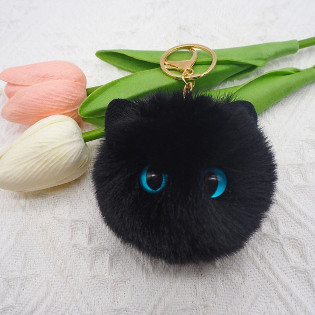 Cute Faux faux Ball Keychain Cat Soft Pompom Animal Tail Hair Ball Car Keychain Ladies Car Bag Accessories Key Ring Mom Image 7