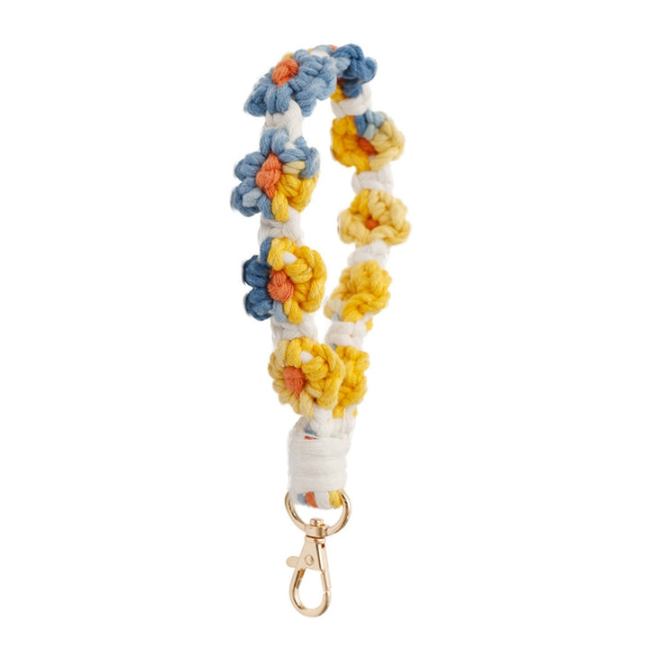 Wristlet Key Chain Sweet Handmade Braided Colorful Flower Hanging Buckle Gift DIY Backpack Ornament Wristlet Key Ring Image 2