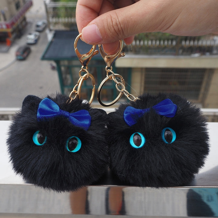 Cute Faux faux Ball Keychain Cat Soft Pompom Animal Tail Hair Ball Car Keychain Ladies Car Bag Accessories Key Ring Mom Image 10