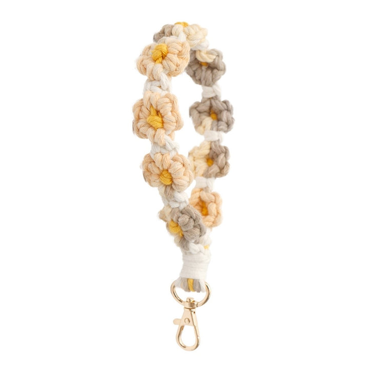 Wristlet Key Chain Sweet Handmade Braided Colorful Flower Hanging Buckle Gift DIY Backpack Ornament Wristlet Key Ring Image 1