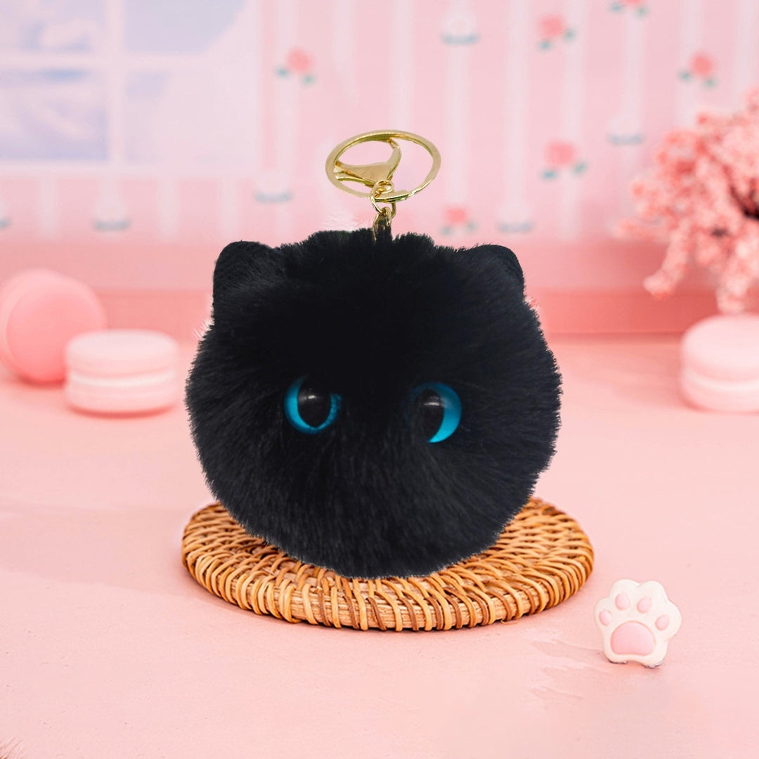 Cute Faux faux Ball Keychain Cat Soft Pompom Animal Tail Hair Ball Car Keychain Ladies Car Bag Accessories Key Ring Mom Image 11