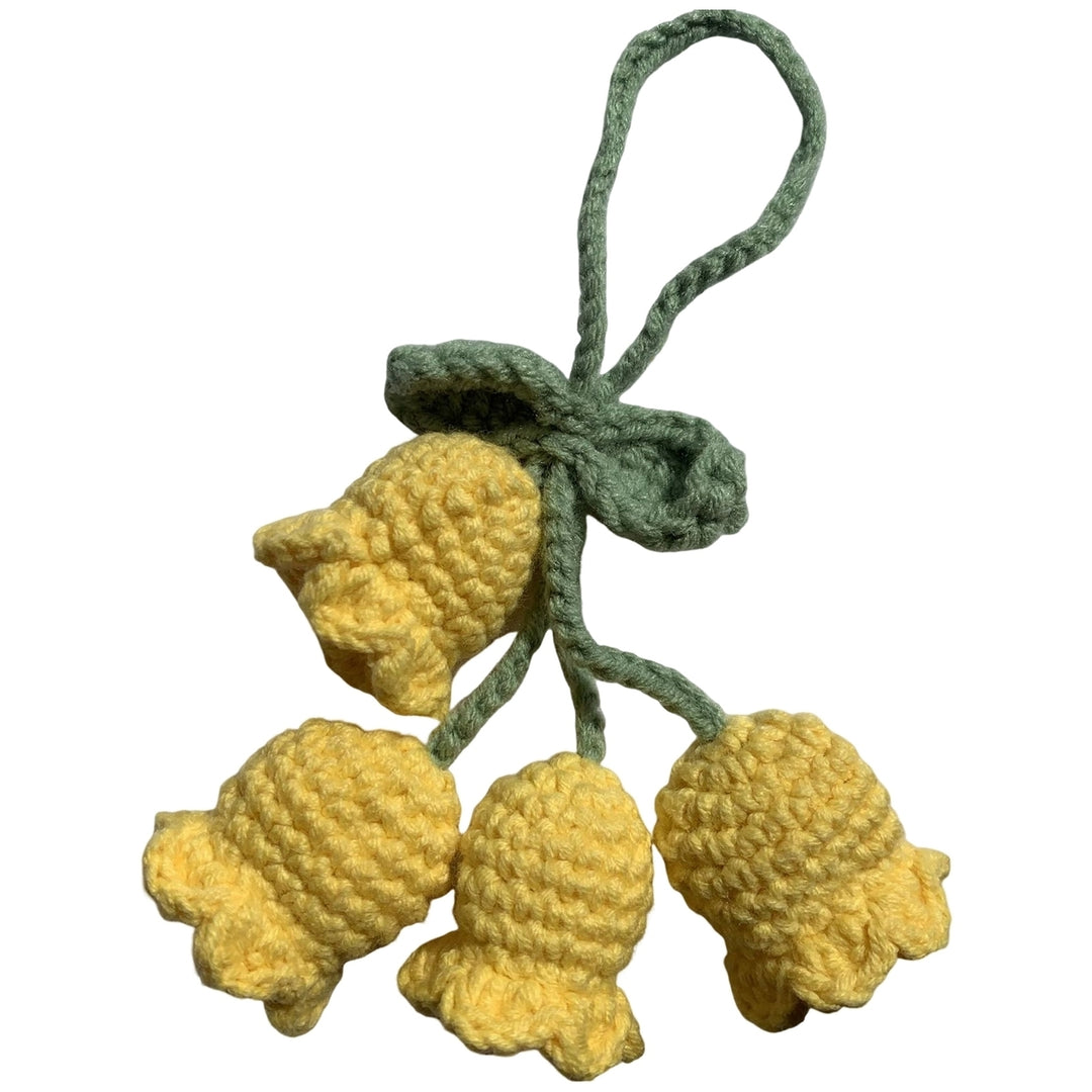 Keychain Hand Woven Flower Delicate Workmanship Bohemian Decorate Ornament Attractive Handmade Flower Knitted Key Ring Image 4