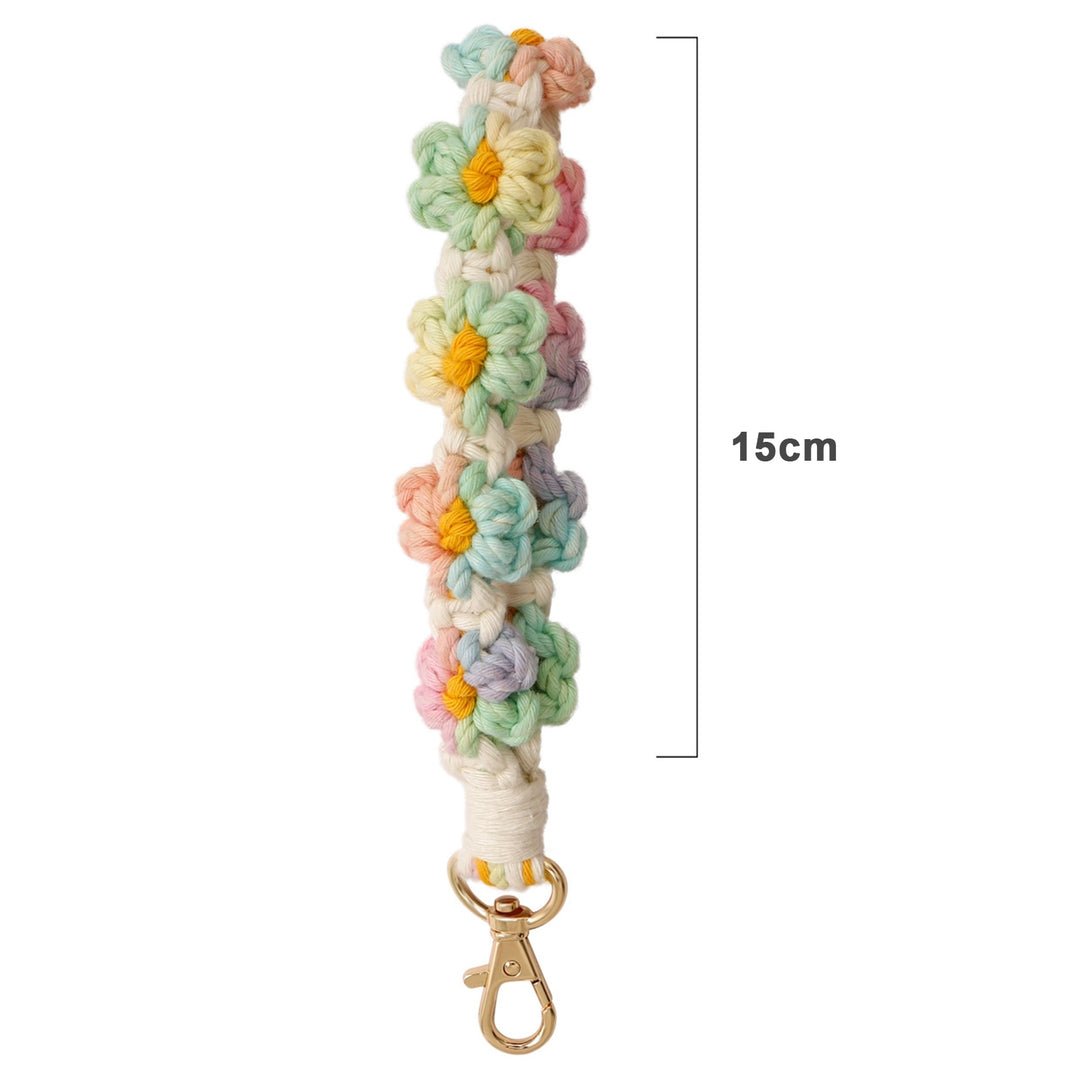 Wristlet Key Chain Sweet Handmade Braided Colorful Flower Hanging Buckle Gift DIY Backpack Ornament Wristlet Key Ring Image 10