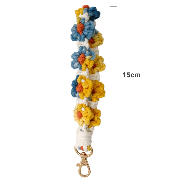 Wristlet Key Chain Sweet Handmade Braided Colorful Flower Hanging Buckle Gift DIY Backpack Ornament Wristlet Key Ring Image 11