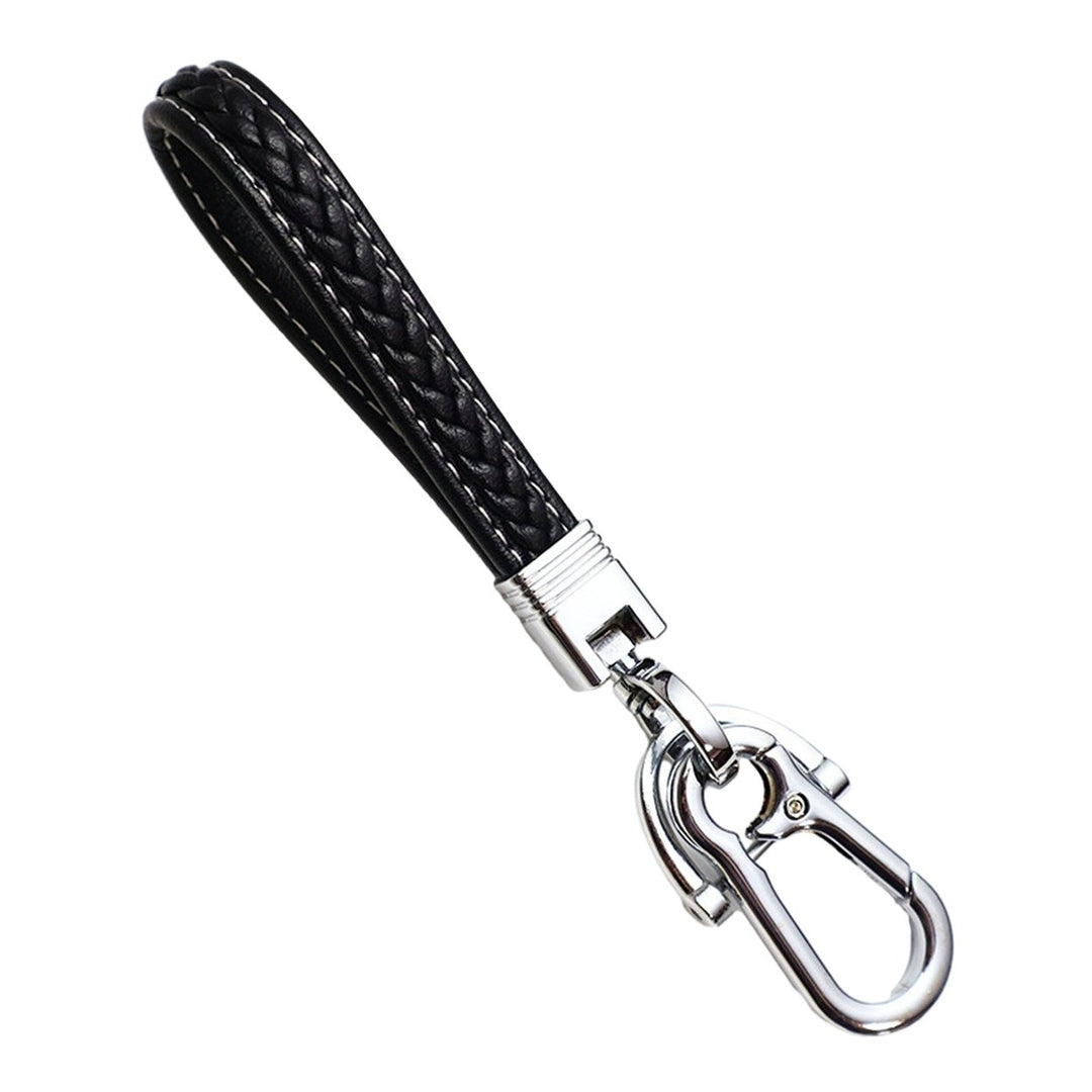 Modern Braided Microfiber Faux Leather Lanyard Car Keychain Black Buckle DIY Car Key Ring Fashion Accessories Image 2