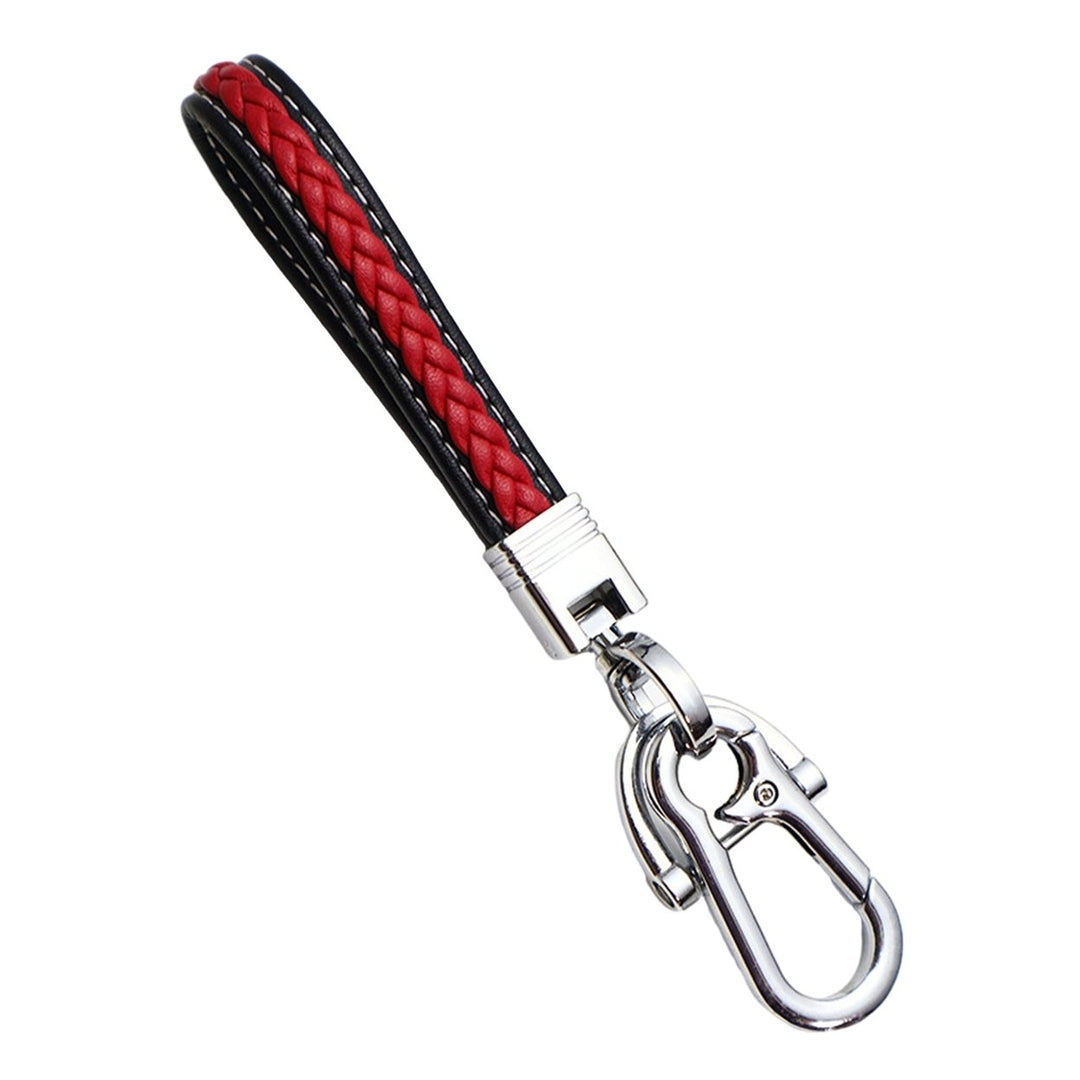 Modern Braided Microfiber Faux Leather Lanyard Car Keychain Black Buckle DIY Car Key Ring Fashion Accessories Image 3