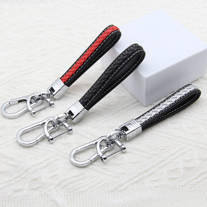 Modern Braided Microfiber Faux Leather Lanyard Car Keychain Black Buckle DIY Car Key Ring Fashion Accessories Image 8