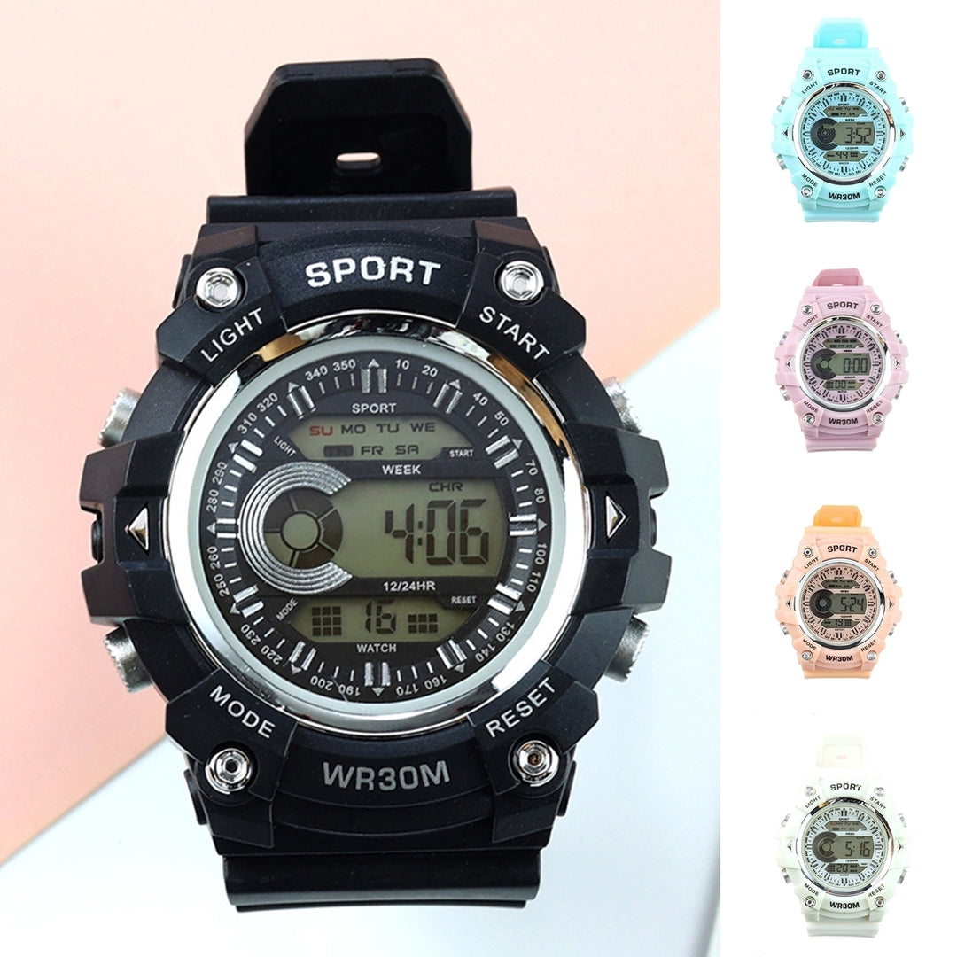 Sports Watch Night Luminous LCD Display Life Waterproof Cool Sweatproof Battery Powered Boys Girls Students Electronic Image 1