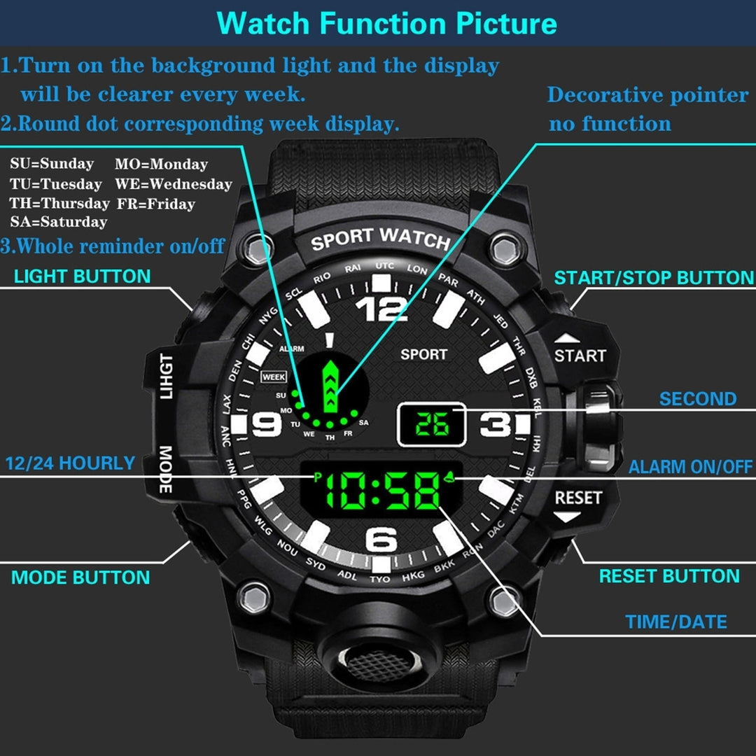 Digital Watch Week Display Date Precise Portable LED Stopwatch Sports Wristwatch for Fitness Image 12