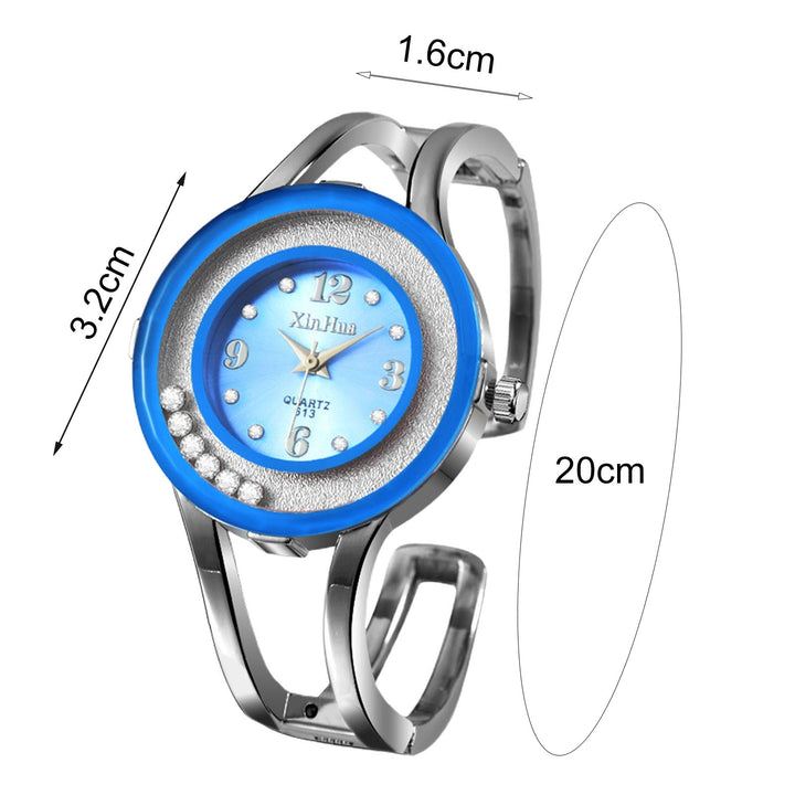 Quartz Watch Round Dial Rhinestones Universal Anti-Corrosion Roman Numeral Wrist Watch for Business Image 10