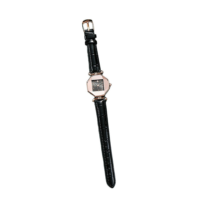 Women Watch Octagonal Adjustable Faux Leather Strap Rhinestone 3 Hand Quartz Movement Elegant Gift Fashion Jewelry Image 1