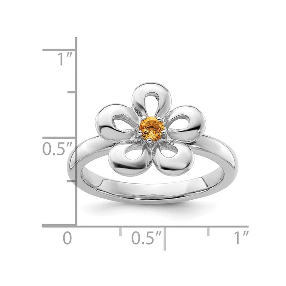 1/10 Carat (ctw) Citrine Flower Ring in Sterling Silver Image 2