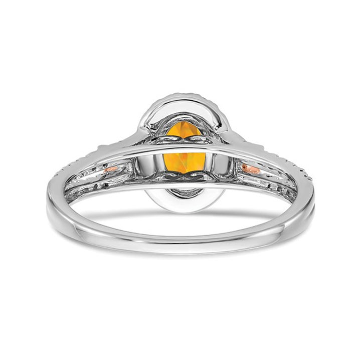 1.00 Carat (ctw) Citrine Ring in 14K White Gold with Diamonds Image 4