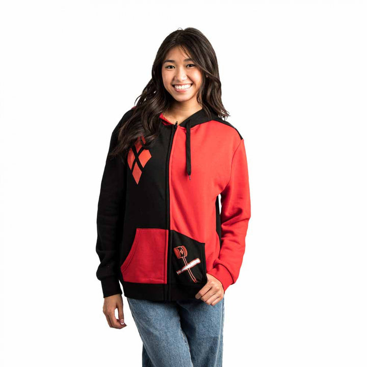 Harley Quinn Symbols Juniors Zip-Up Hoodie Image 1