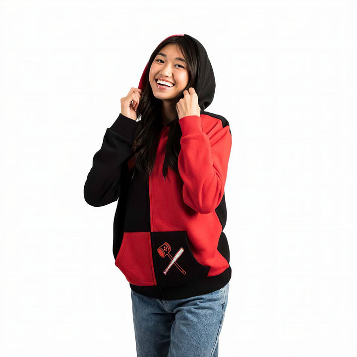 Harley Quinn Symbols Juniors Zip-Up Hoodie Image 2