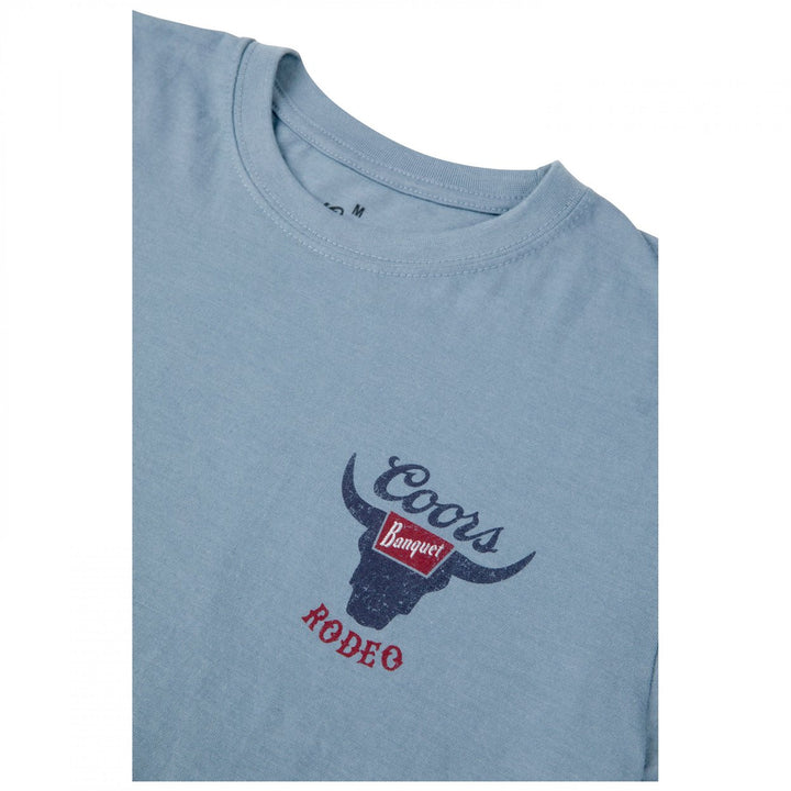 Coors Banquet Rodeo Logo Distressed Front and Back Dusty Blue T-Shirt Image 4