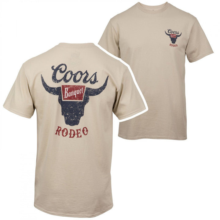 Coors Banquet Rodeo Logo Distressed Front and Back Natural T-Shirt Image 1