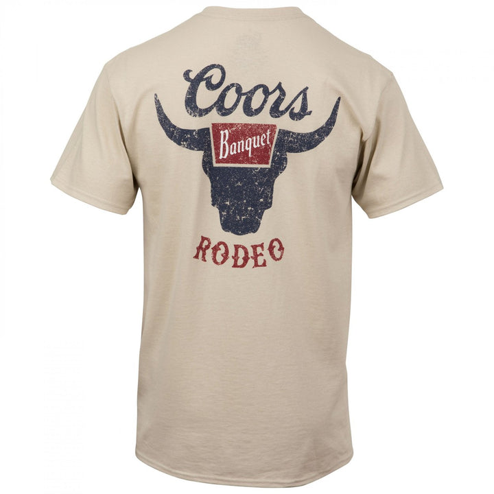 Coors Banquet Rodeo Logo Distressed Front and Back Natural T-Shirt Image 3