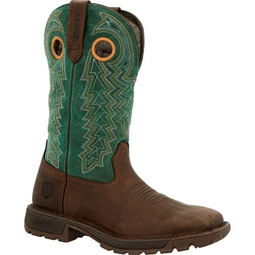 Rocky Womens 10" Legacy 32 Western Boot Brown/Teal - RKW0342 BROWN AND TEAL Image 1