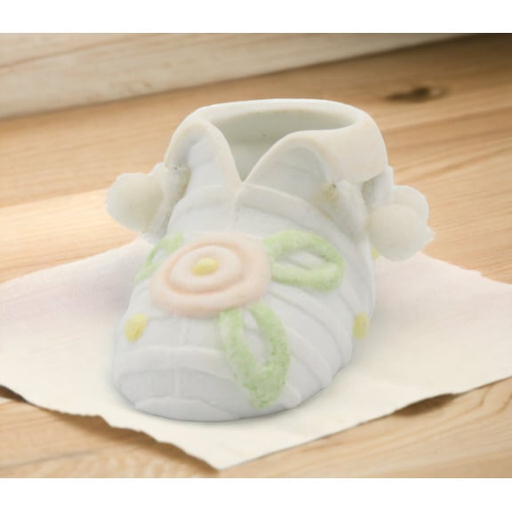 Ceramic Chenille Bootie Figurine 3.75in Nursery Image 1