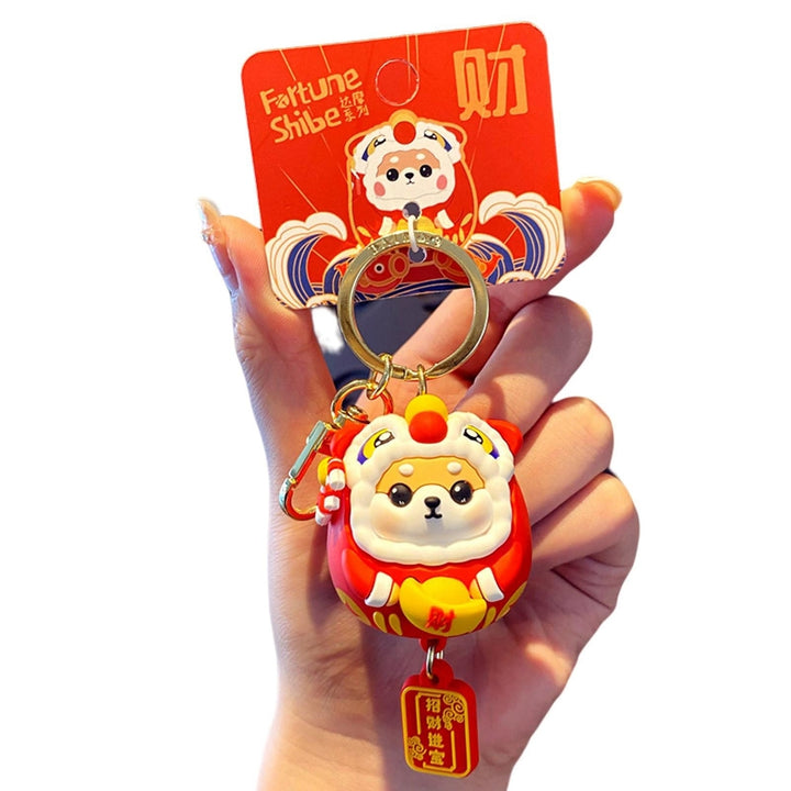 Key Chain Cute Festive Chinese Style  Year Cartoon Dog Couple Backpack Pendant Birthday Gift Image 4