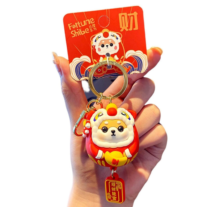 Key Chain Cute Festive Chinese Style  Year Cartoon Dog Couple Backpack Pendant Birthday Gift Image 1