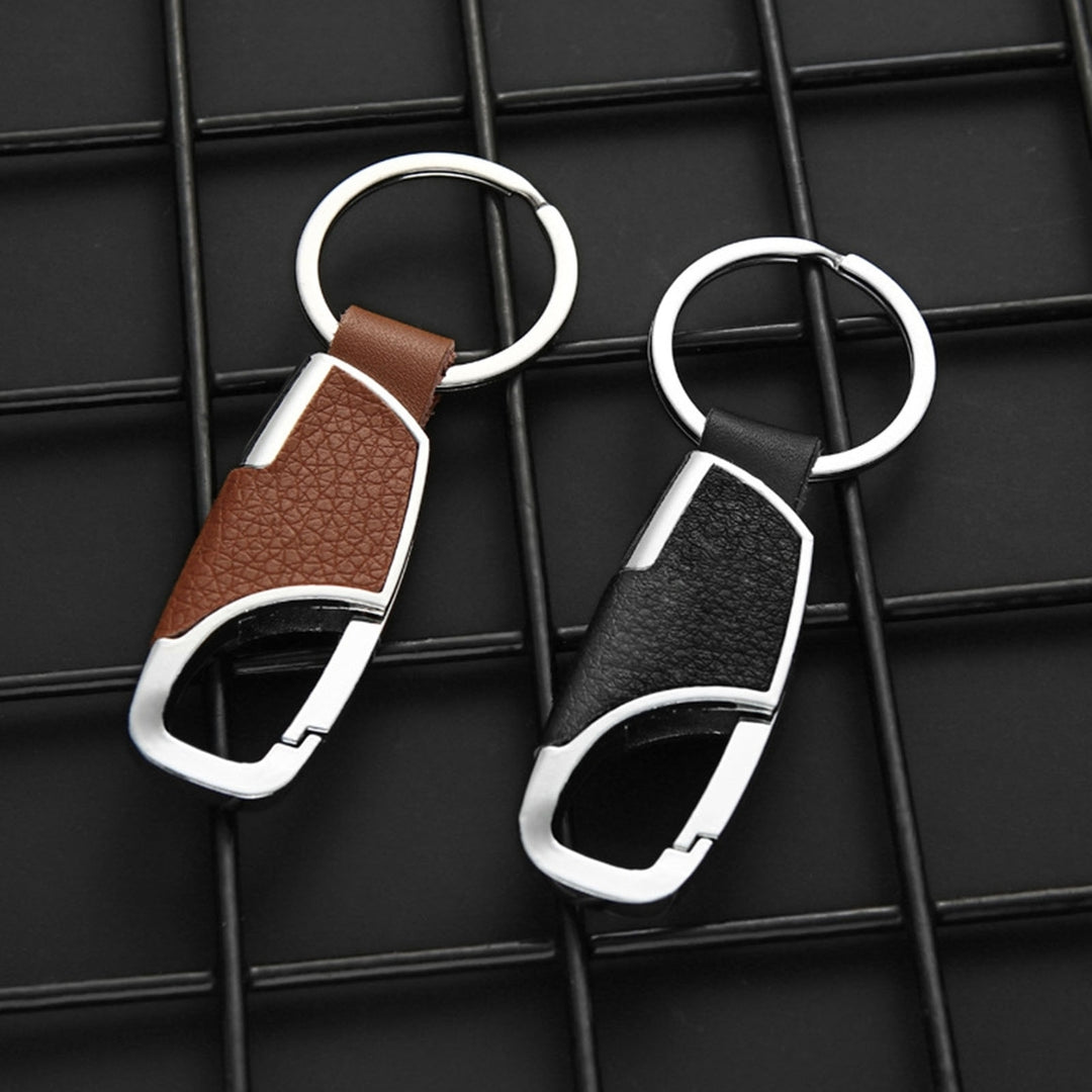 Key Chain Multipurpose Smooth Texture Ergonomic Reusable Electroplating Decorative Faux Leather Men Metal Car Hanging Image 7