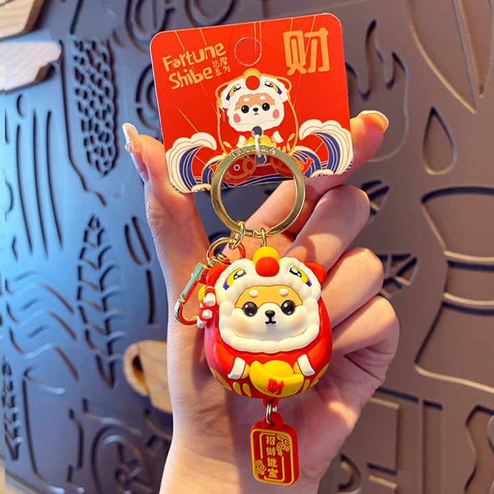 Key Chain Cute Festive Chinese Style  Year Cartoon Dog Couple Backpack Pendant Birthday Gift Image 10